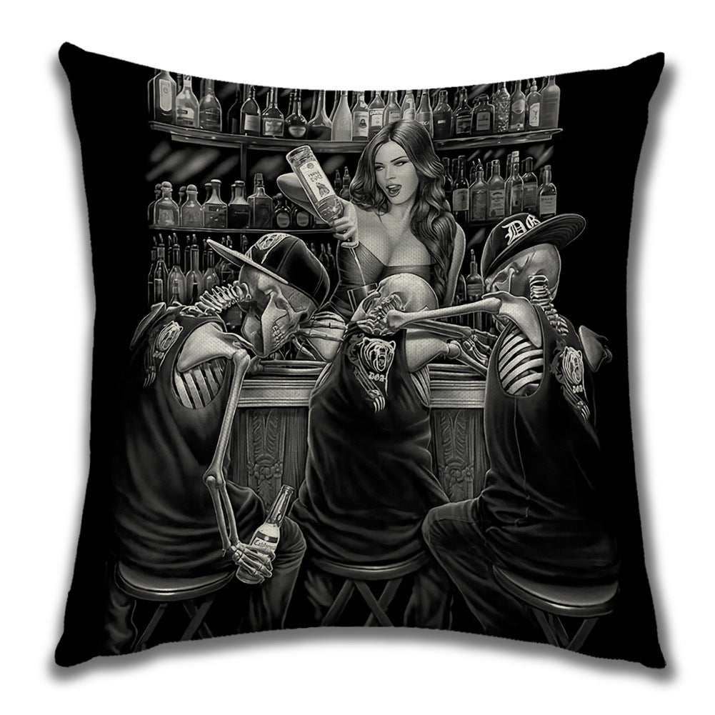 HKM-024211 Plush Decorative Pillow Cushion - People Pattern, 45x45cm for Home and Outdoor Spaces