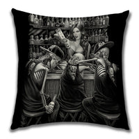 HKM-024211 Plush Decorative Pillow Cushion - People Pattern, 45x45cm for Home and Outdoor Spaces