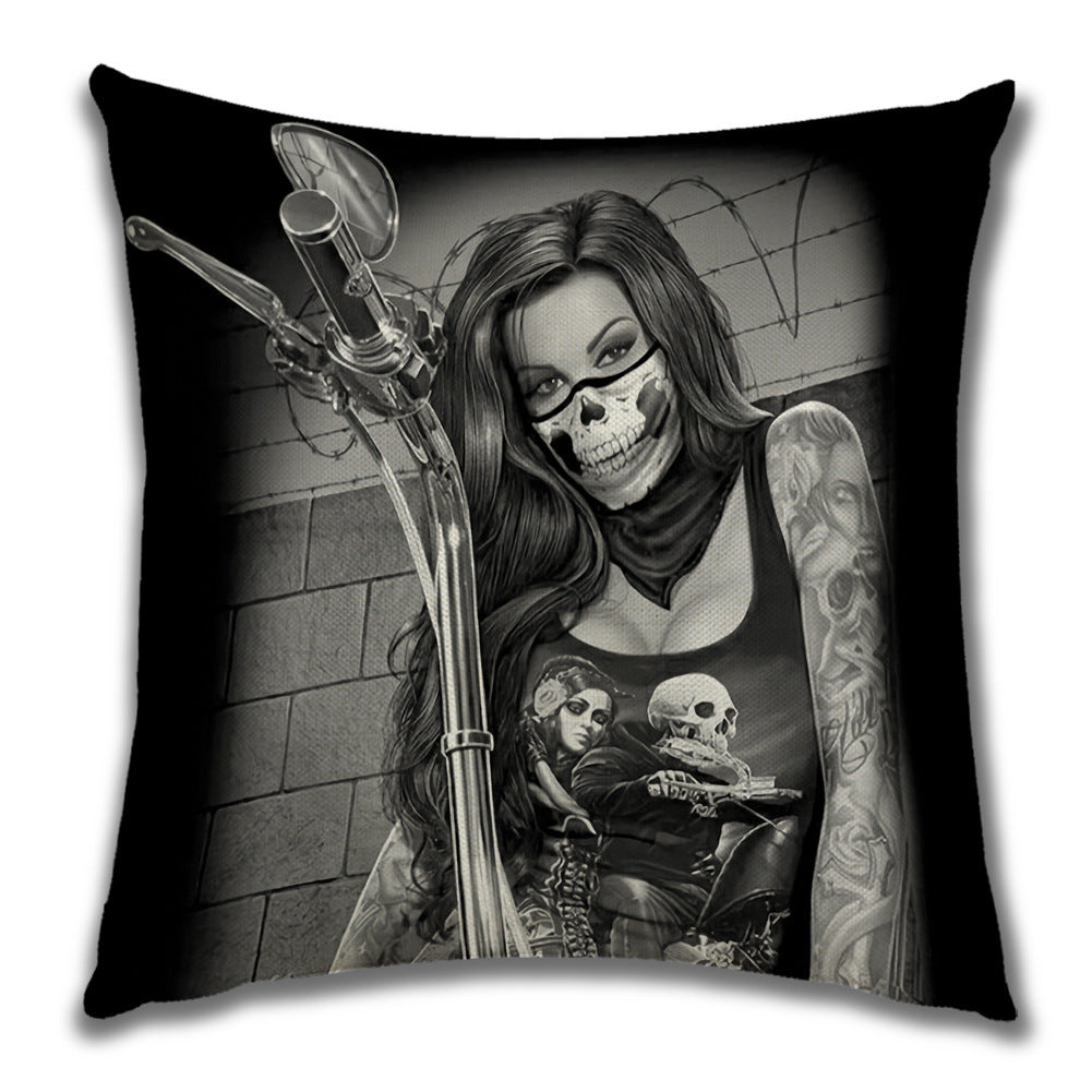 HKM-024211 Plush Decorative Pillow Cushion - People Pattern, 45x45cm for Home and Outdoor Spaces