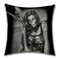 HKM-024211 Plush Decorative Pillow Cushion - People Pattern, 45x45cm for Home and Outdoor Spaces