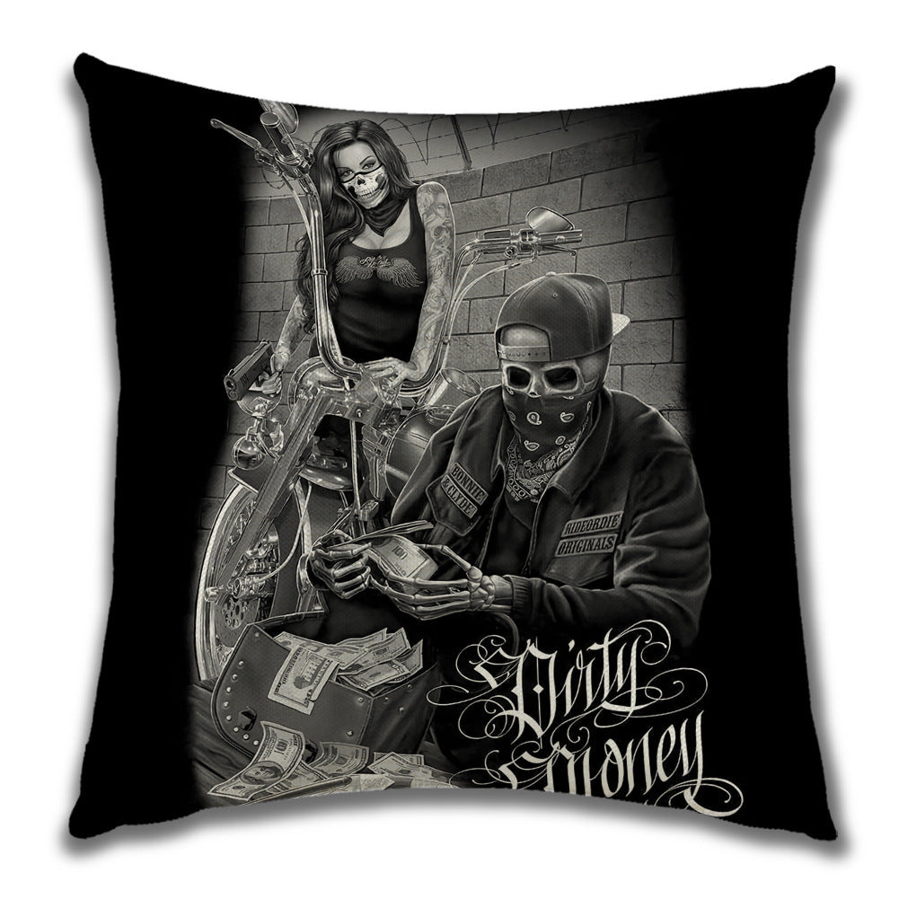 HKM-024211 Plush Decorative Pillow Cushion - People Pattern, 45x45cm for Home and Outdoor Spaces