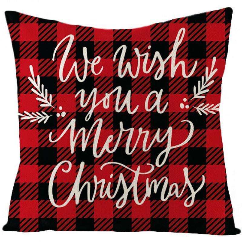 KTX-024339 Christmas-Themed Cartoon Anime Linen Pillowcase, Modern Simple Design, 45x45cm