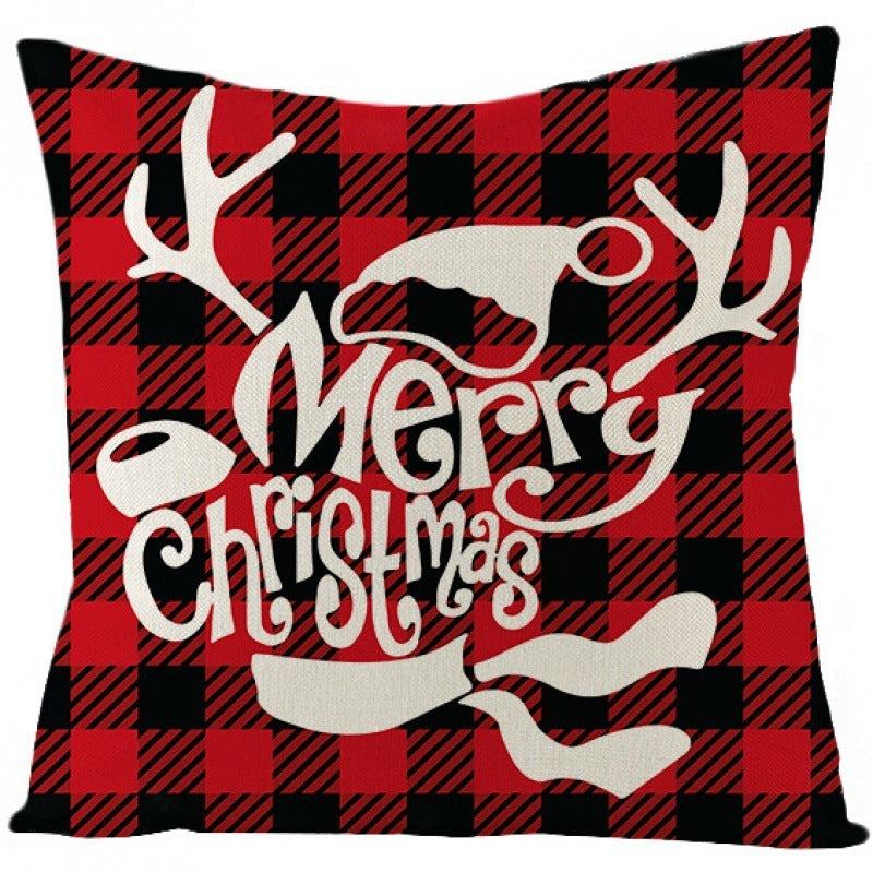 KTX-024339 Christmas-Themed Cartoon Anime Linen Pillowcase, Modern Simple Design, 45x45cm