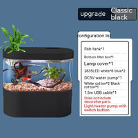 HKM-024339 Mini Desktop Self-Circulation Aquarium with LED Lights and Water Pump