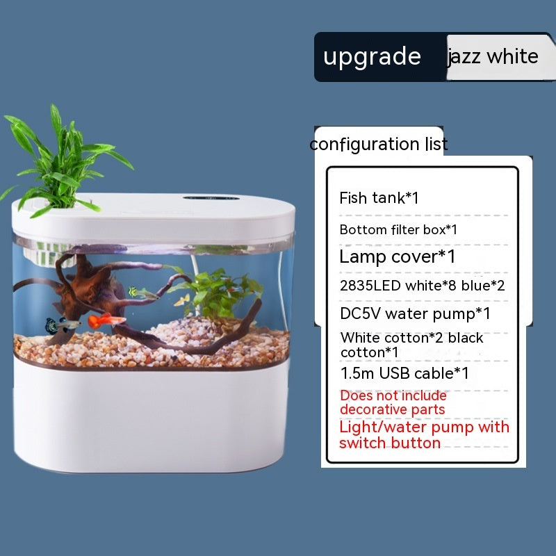 HKM-024339 Mini Desktop Self-Circulation Aquarium with LED Lights and Water Pump