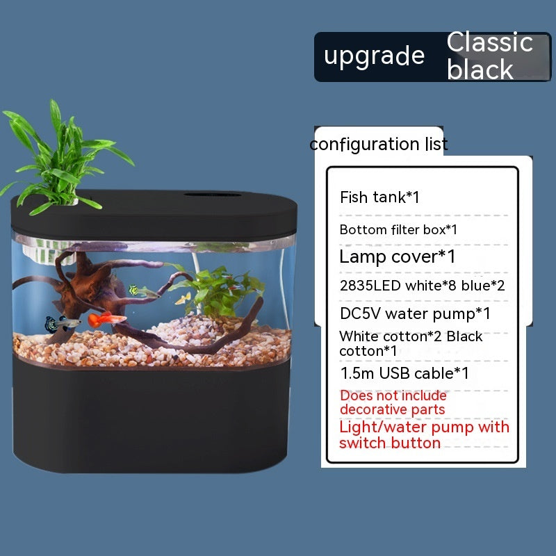 HKM-024339 Mini Desktop Self-Circulation Aquarium with LED Lights and Water Pump
