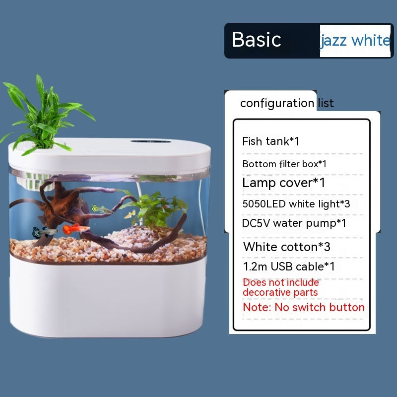 HKM-024339 Mini Desktop Self-Circulation Aquarium with LED Lights and Water Pump