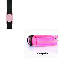 HKM-024531 Adjustable LED Dog Collar with Silicone Locator for Night Safety - Multiple Modes and Sizes Available