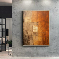 HKM-024595 Handmade Orange Wabi-Sabi Brown Abstract Oil Painting on Canvas for Living Room Home Decor