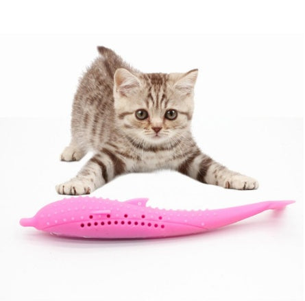 HKM-024595 Silicone Cat Toothbrush Toy for Dental Care - 2.7x17.4cm
