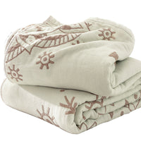HKM-024659 Beige and Gray Cotton Bedspread - 150x200cm, 200x230cm Options