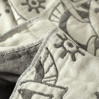HKM-024659 Beige and Gray Cotton Bedspread - 150x200cm, 200x230cm Options
