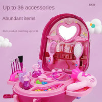 HKM-024659 Children's Makeup Play Set with Eye Shadow, Lipstick, and Brush - Princess Toy Suitcase for Ages 2 and Up