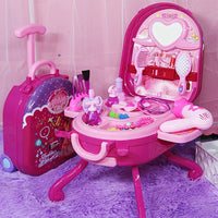 HKM-024659 Children's Makeup Play Set with Eye Shadow, Lipstick, and Brush - Princess Toy Suitcase for Ages 2 and Up