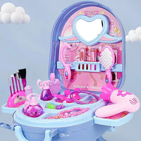 HKM-024659 Children's Makeup Play Set with Eye Shadow, Lipstick, and Brush - Princess Toy Suitcase for Ages 2 and Up