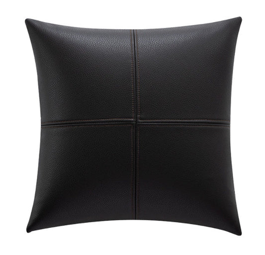 HKM-024787 Solid Color Soft Cowhide Leather Pillow Cover - Nordic Design, Multiple Sizes Available