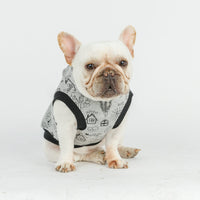 HKM-024915 Casual Cotton Cartoon Hooded Short-Sleeved Sweater Vest in Beige and Gray