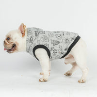 HKM-024915 Casual Cotton Cartoon Hooded Short-Sleeved Sweater Vest in Beige and Gray