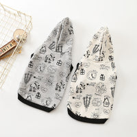 HKM-024915 Casual Cotton Cartoon Hooded Short-Sleeved Sweater Vest in Beige and Gray