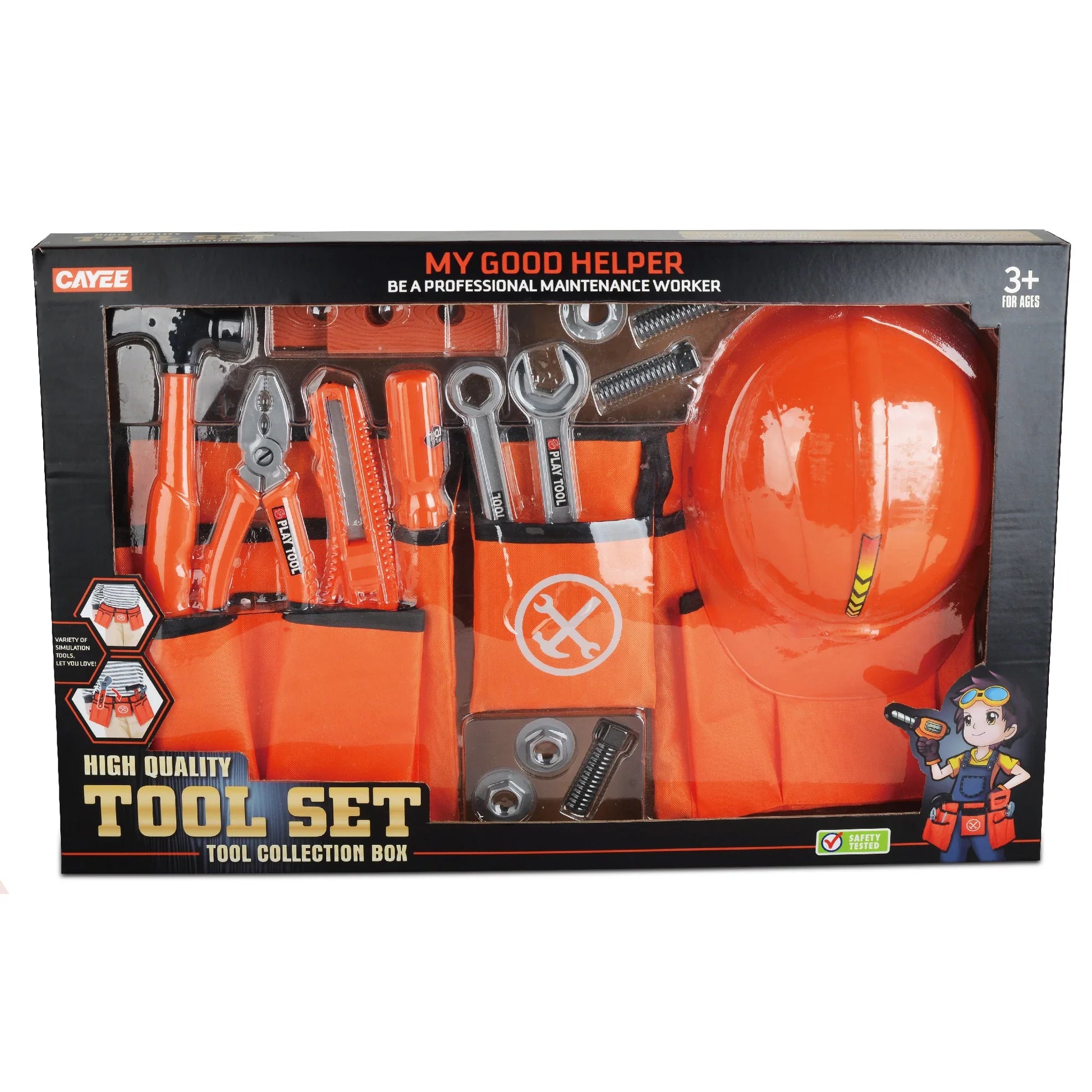 HKM-024915 Deluxe Plastic Carpenter Tool Play Set for Kids Ages 3 and Up