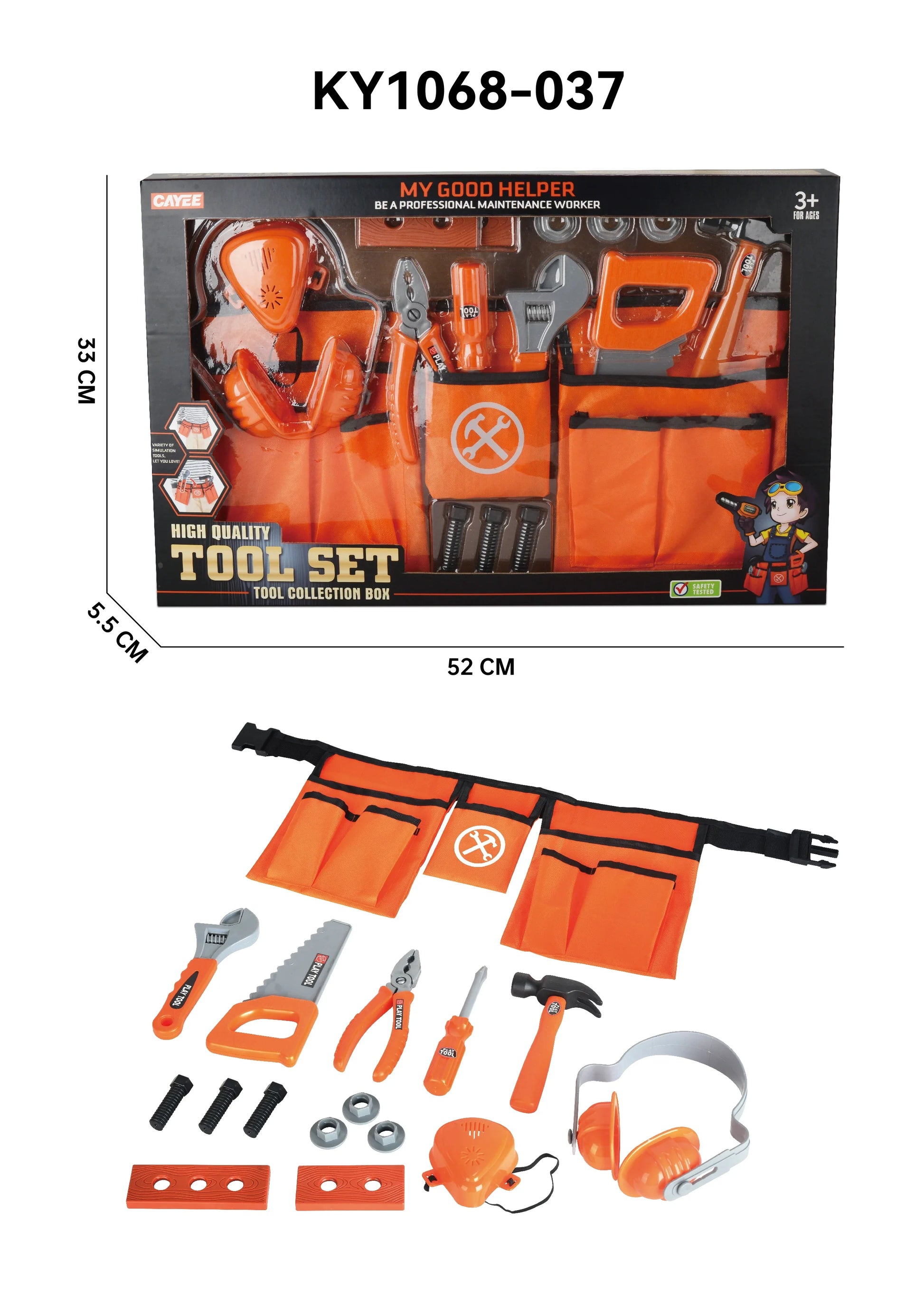 HKM-024915 Deluxe Plastic Carpenter Tool Play Set for Kids Ages 3 and Up
