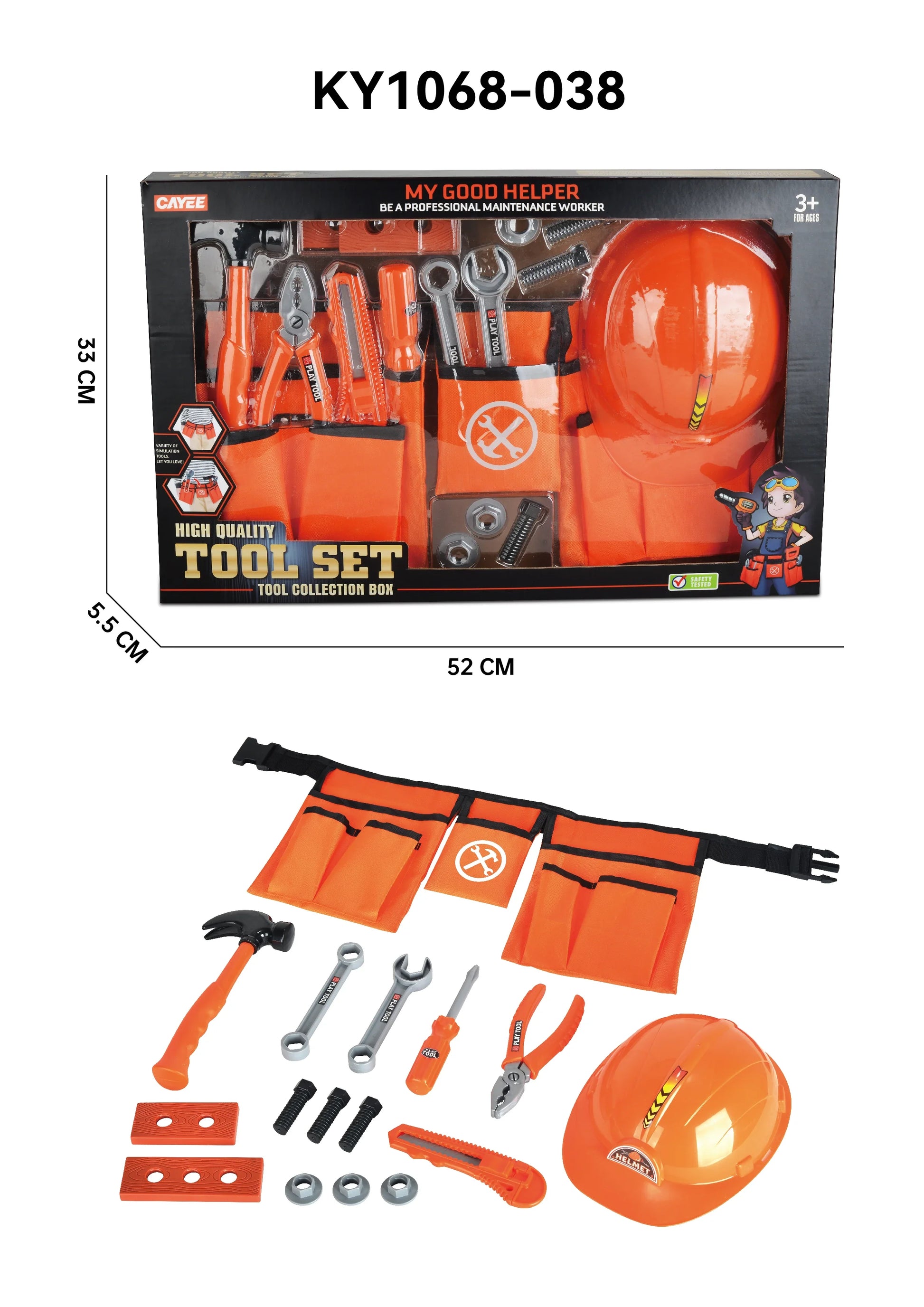 HKM-024915 Deluxe Plastic Carpenter Tool Play Set for Kids Ages 3 and Up
