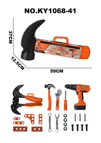 HKM-024915 Deluxe Plastic Carpenter Tool Play Set for Kids Ages 3 and Up
