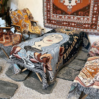 HKM-024979 Bohemian Cotton Camping Blanket, 130x160CM, All-Season Versatile Design