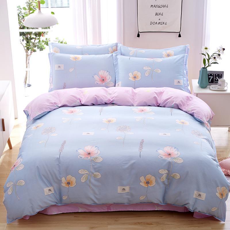 HKM-024979 Cotton Active Twill Bed Linen & Duvet Cover Set - Artistic Floral Designs, 4-Piece Collection