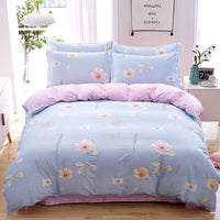 HKM-024979 Cotton Active Twill Bed Linen & Duvet Cover Set - Artistic Floral Designs, 4-Piece Collection