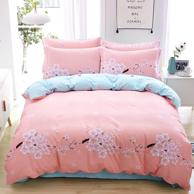 HKM-024979 Cotton Active Twill Bed Linen & Duvet Cover Set - Artistic Floral Designs, 4-Piece Collection