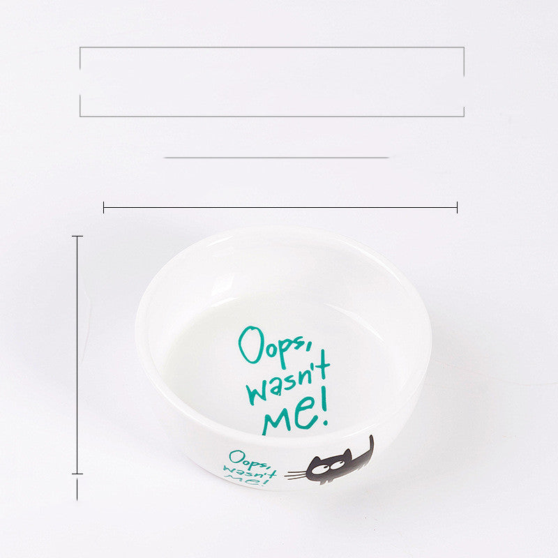 HKM-025171 Ceramic Cat Food Bowl with Smooth Matte Glaze - Dishwasher Safe and Insulated Design