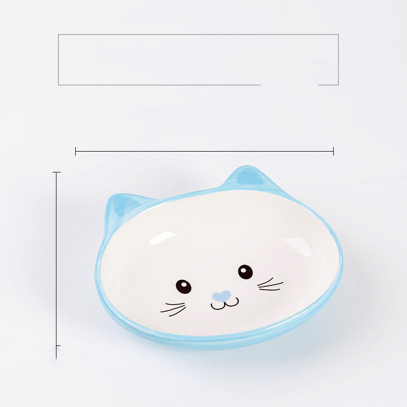 HKM-025171 Ceramic Cat Food Bowl with Smooth Matte Glaze - Dishwasher Safe and Insulated Design