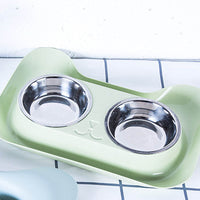 HKM-025171 Pet Feeding and Drinking Bowl with Stainless Steel Inner and PP Tray - Available in Pink, Blue, Green
