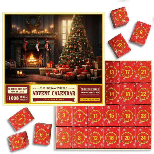 HKM-025235 Christmas Advent Calendar Puzzle Box – 1008 Pieces Educational Toy for Kids and Teens, 24-Day Countdown Gift