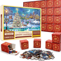 HKM-025235 Christmas Advent Calendar Puzzle Box – 1008 Pieces Educational Toy for Kids and Teens, 24-Day Countdown Gift