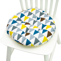 HKM-025619 Geometric Pattern Round Chair Cushion for Bay Windows, Cotton and Linen, 40x40 cm