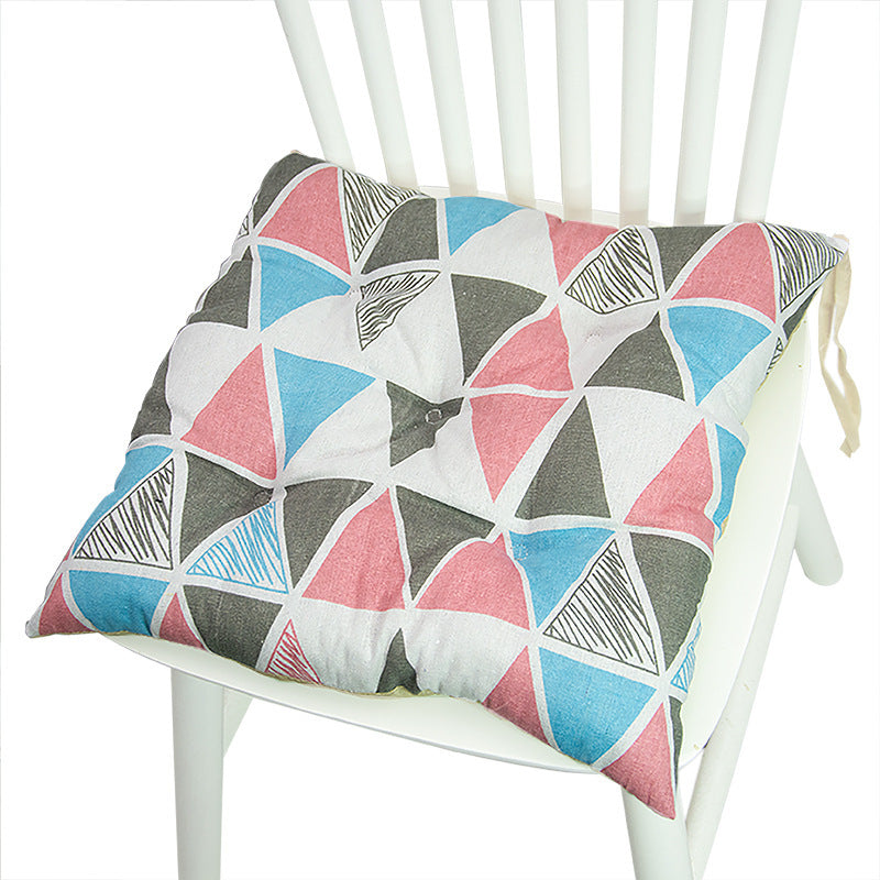 HKM-025619 Geometric Pattern Round Chair Cushion for Bay Windows, Cotton and Linen, 40x40 cm