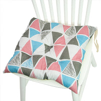 HKM-025619 Geometric Pattern Round Chair Cushion for Bay Windows, Cotton and Linen, 40x40 cm