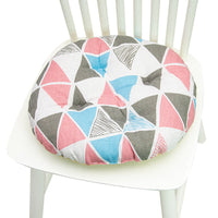 HKM-025619 Geometric Pattern Round Chair Cushion for Bay Windows, Cotton and Linen, 40x40 cm