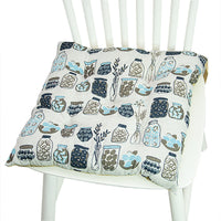 HKM-025619 Geometric Pattern Round Chair Cushion for Bay Windows, Cotton and Linen, 40x40 cm