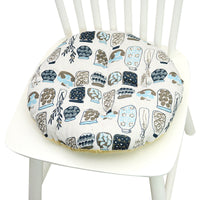 HKM-025619 Geometric Pattern Round Chair Cushion for Bay Windows, Cotton and Linen, 40x40 cm