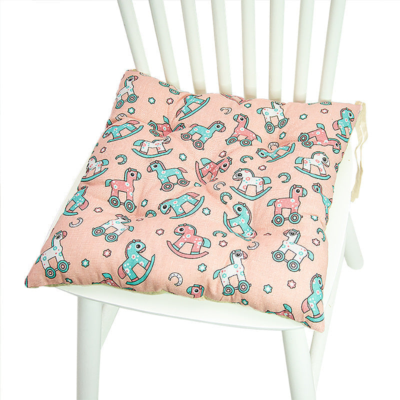 HKM-025619 Geometric Pattern Round Chair Cushion for Bay Windows, Cotton and Linen, 40x40 cm