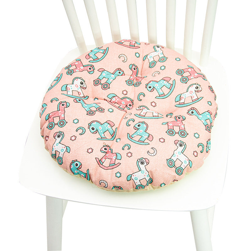 HKM-025619 Geometric Pattern Round Chair Cushion for Bay Windows, Cotton and Linen, 40x40 cm