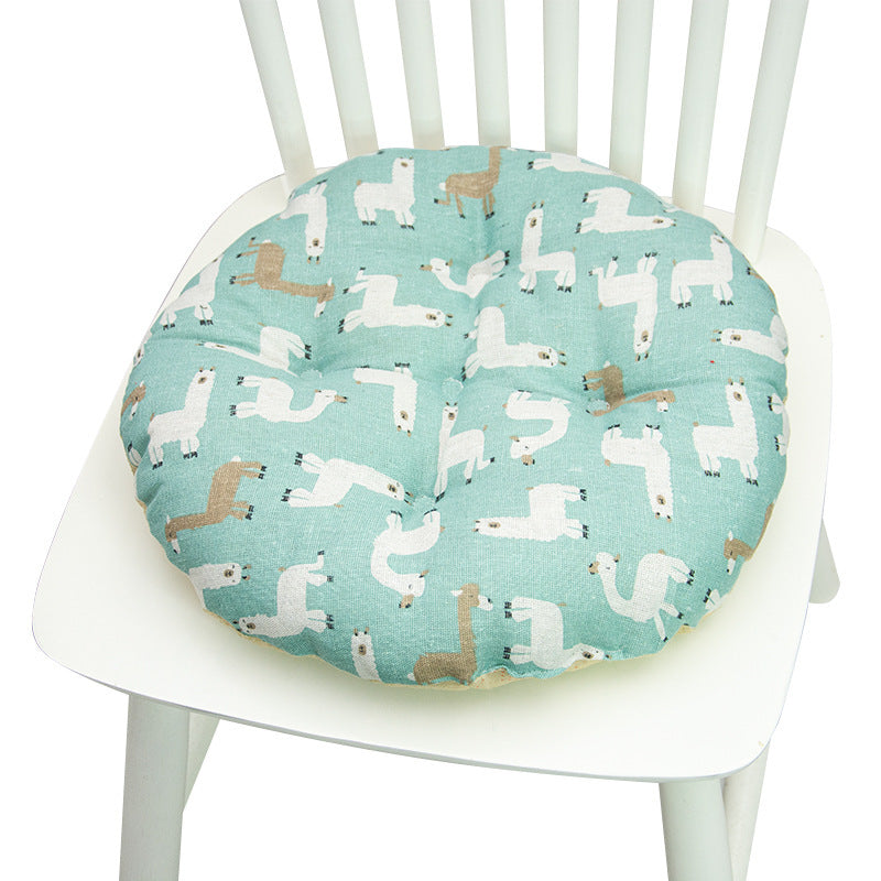 HKM-025619 Geometric Pattern Round Chair Cushion for Bay Windows, Cotton and Linen, 40x40 cm