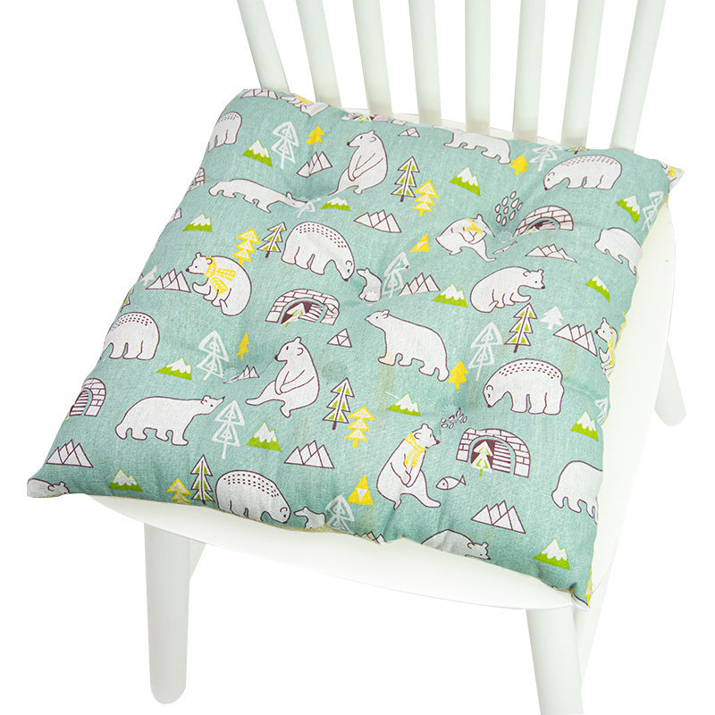 HKM-025619 Geometric Pattern Round Chair Cushion for Bay Windows, Cotton and Linen, 40x40 cm