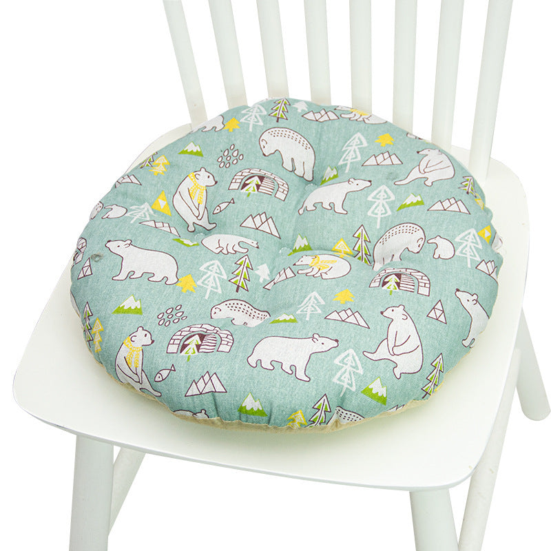 HKM-025619 Geometric Pattern Round Chair Cushion for Bay Windows, Cotton and Linen, 40x40 cm