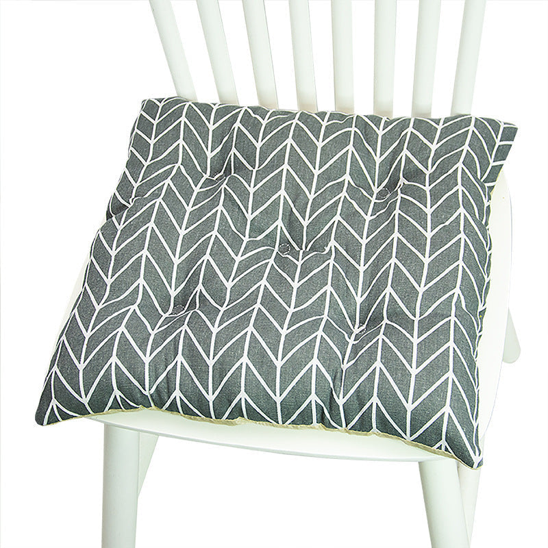 HKM-025619 Geometric Pattern Round Chair Cushion for Bay Windows, Cotton and Linen, 40x40 cm