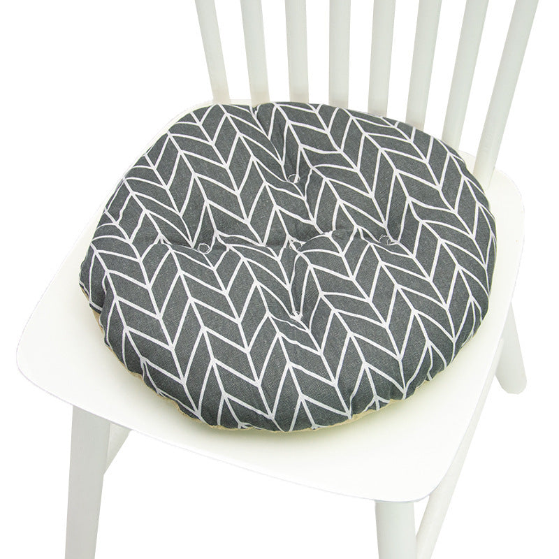 HKM-025619 Geometric Pattern Round Chair Cushion for Bay Windows, Cotton and Linen, 40x40 cm