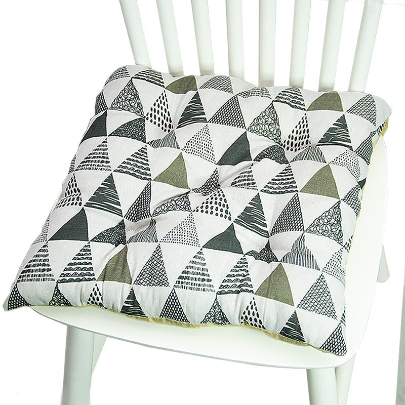 HKM-025619 Geometric Pattern Round Chair Cushion for Bay Windows, Cotton and Linen, 40x40 cm